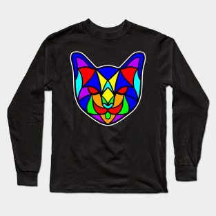 cat head in geometric style Long Sleeve T-Shirt